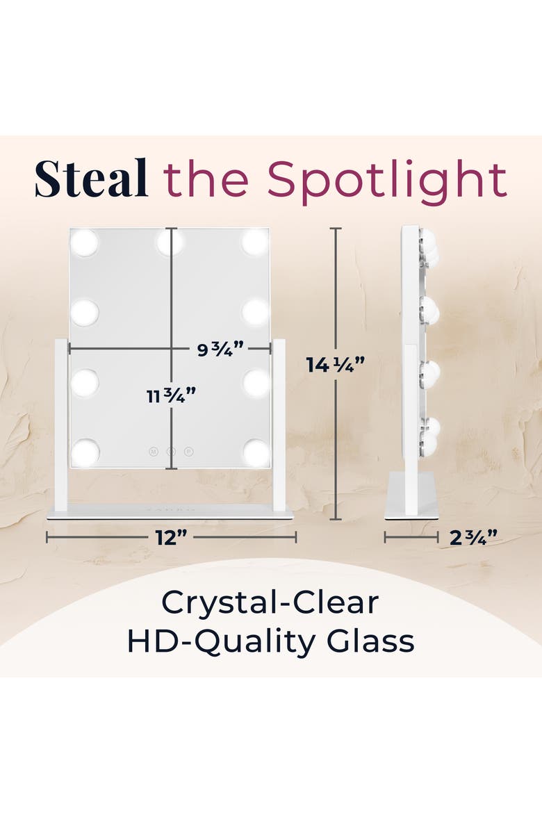 Small Vertical Hollywood Makeup Mirror with Lights, Alternate, color, Chocolate