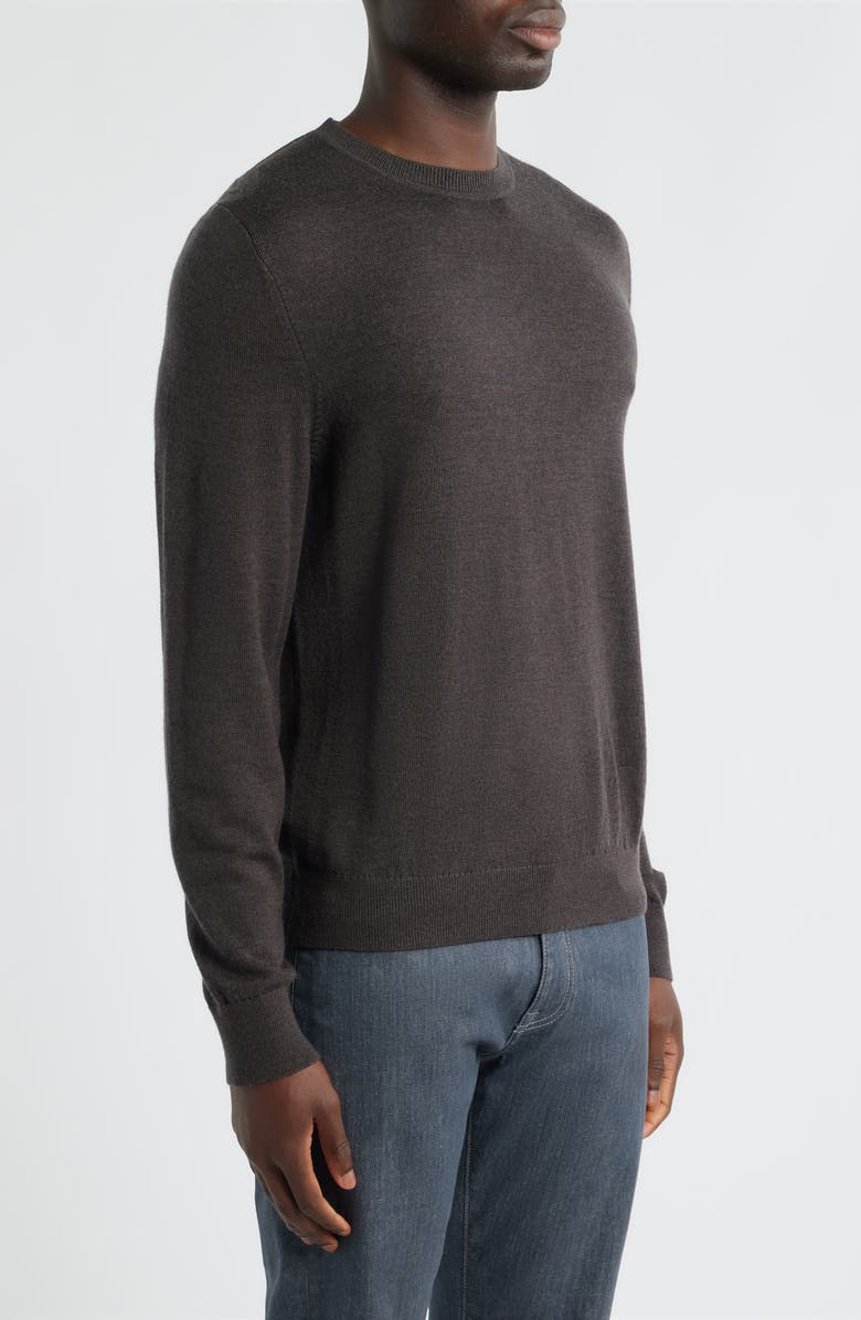 Nordstrom Italian Merino Wool Crewneck Sweater, Alternate, color, Brown Dark Heather