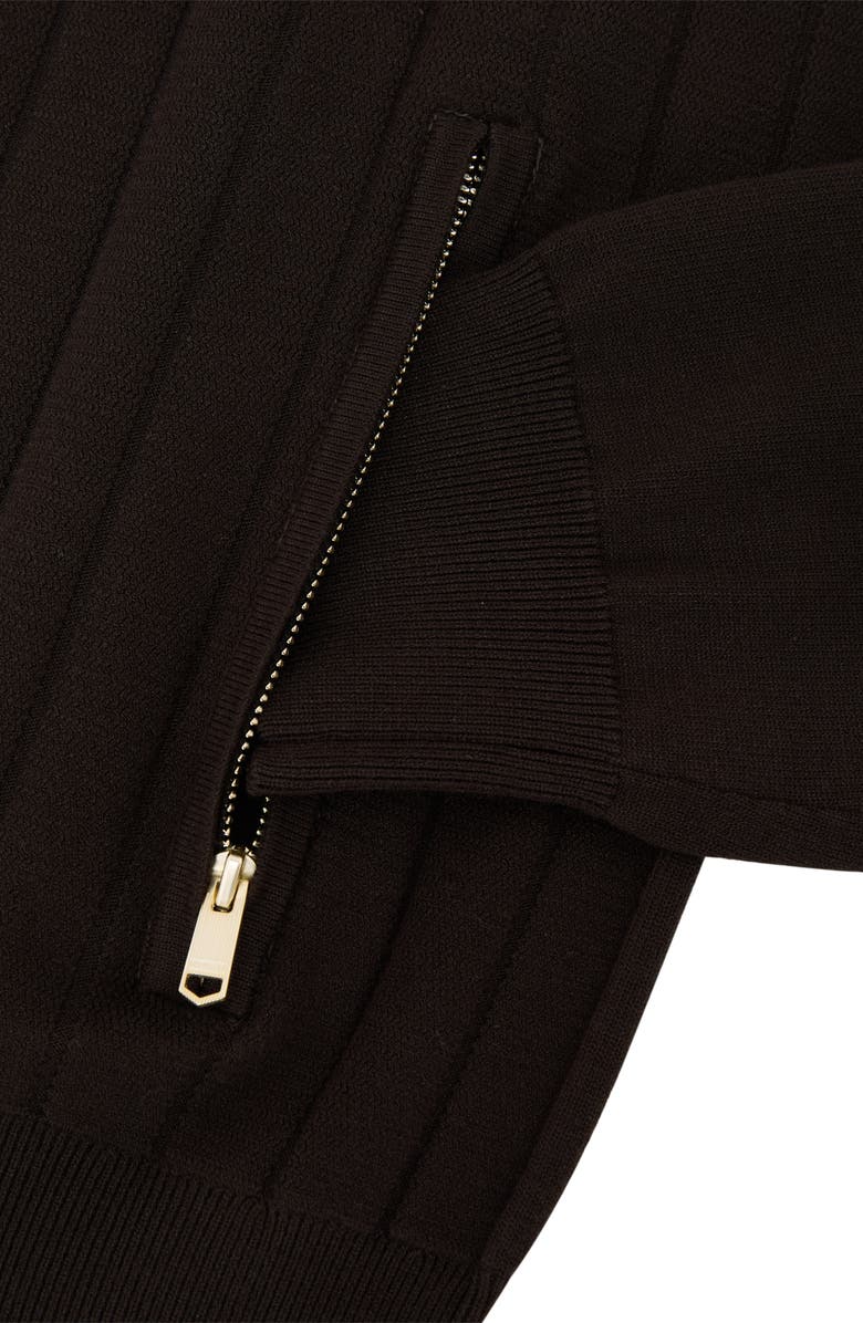 Reiss Marsh Wide Rib Zip Cardigan, Alternate, color, Chocolate Brown