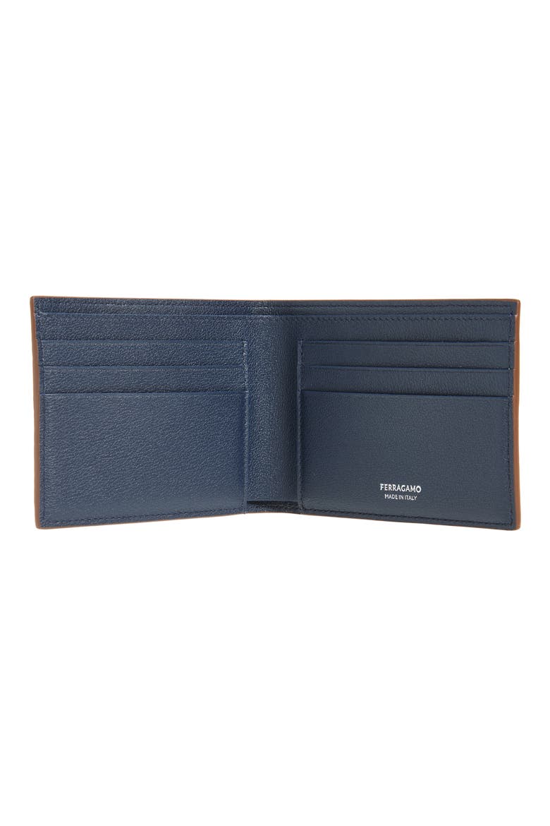 Embossed Gancini Leather Bifold Wallet, Alternate, color, MIDBROWN NEW NAVY NERO