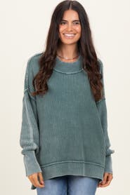 PinkBlush Washed Side Slit Oversized Sweater