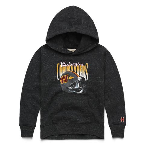 Youth Homage Charcoal Washington Commanders Gradient Helmet Tri-Blend Hoodie