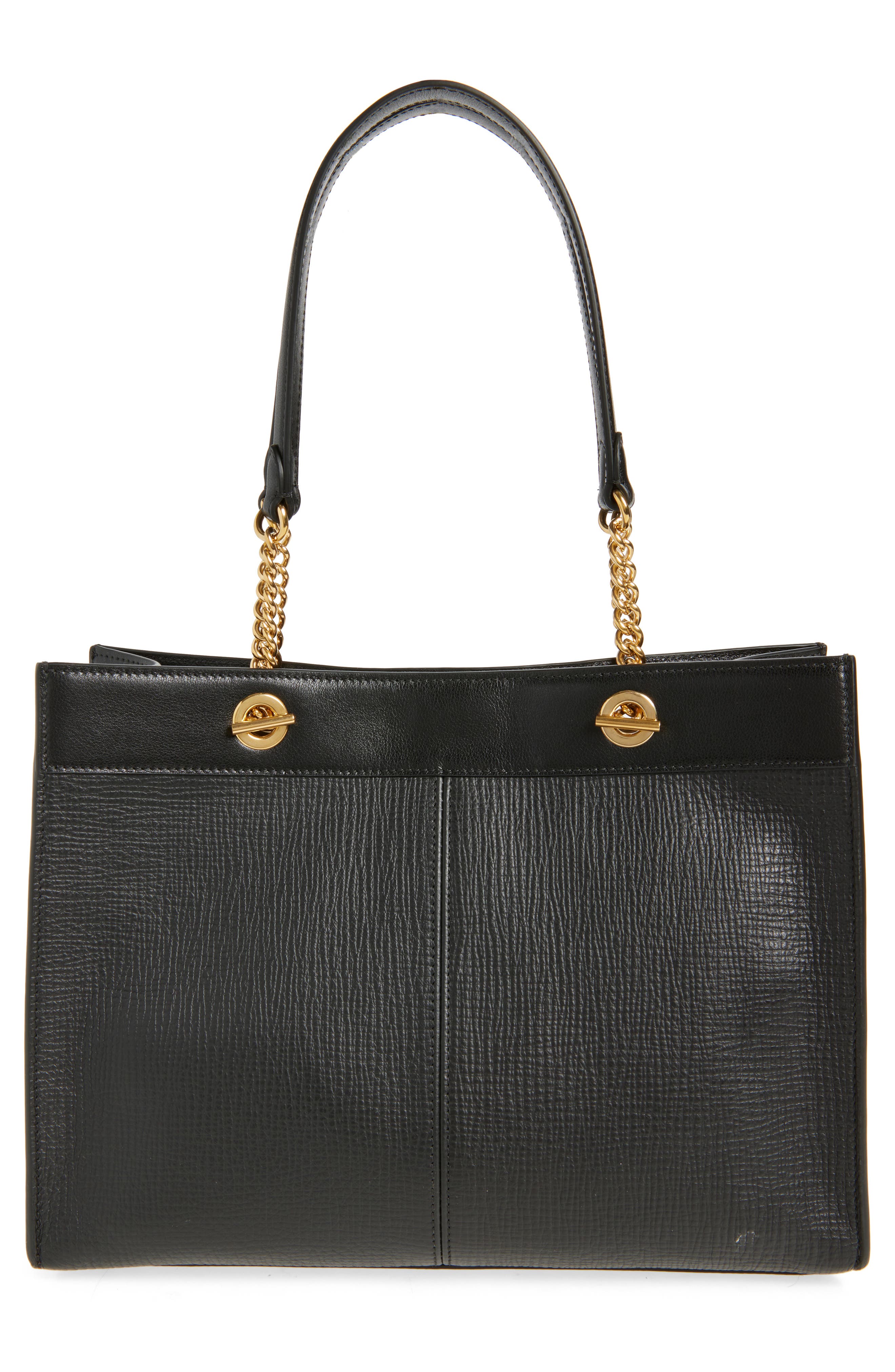 Anya Hindmarch Small Mortimer Eyelet Chain Crosshatch Leather Tote, Alternate, color, Black