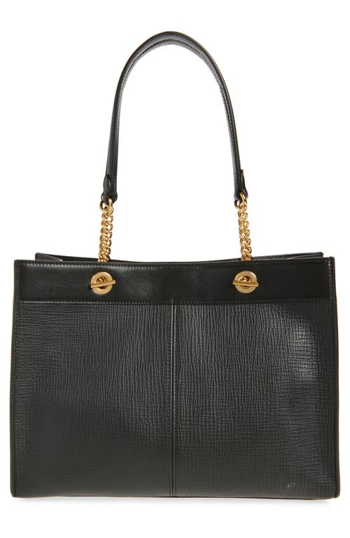 Anya Hindmarch Small Mortimer Eyelet Chain Crosshatch Leather Tote In Black
