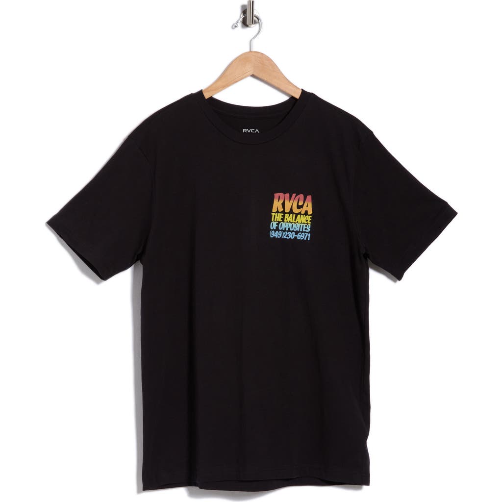 Rvca Screen Fade Cotton Graphic T-shirt In Black