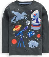 Mini Boden Kids' Space Long Sleeve Cotton Graphic T-Shirt