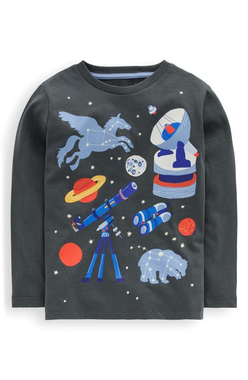 Mini Boden Kids' Space Long Sleeve Cotton Graphic T-shirt In Gray