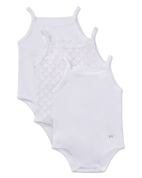 3 Pair Cotton Ribbed and Dot Pattern Bodysuits