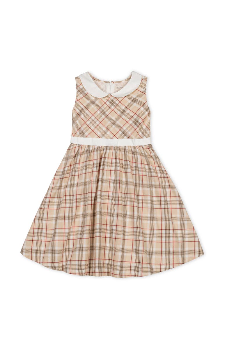 Hope & Henry Kids' Organic Sleeveless Party Dress with Peter Pan Collar, Main, color, Fireside Plaid