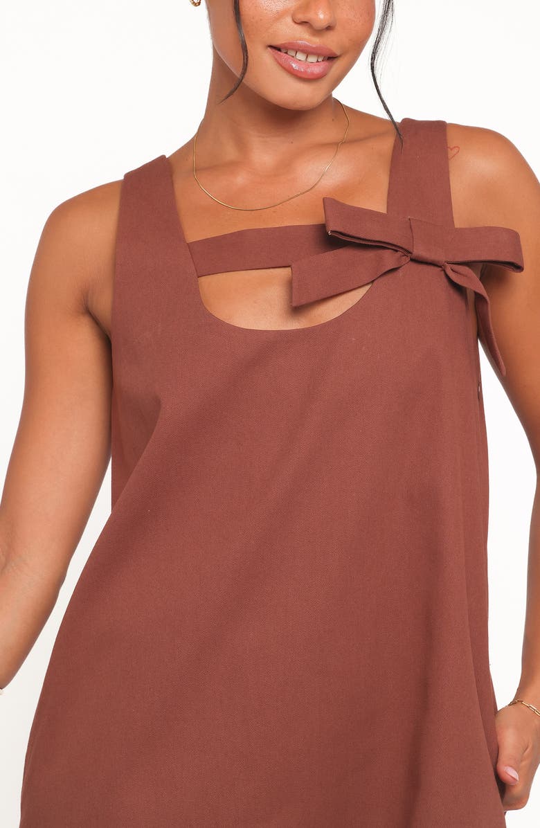 Petal & Pup Elyria Bow Cotton Shift Minidress, Alternate, color, Brown