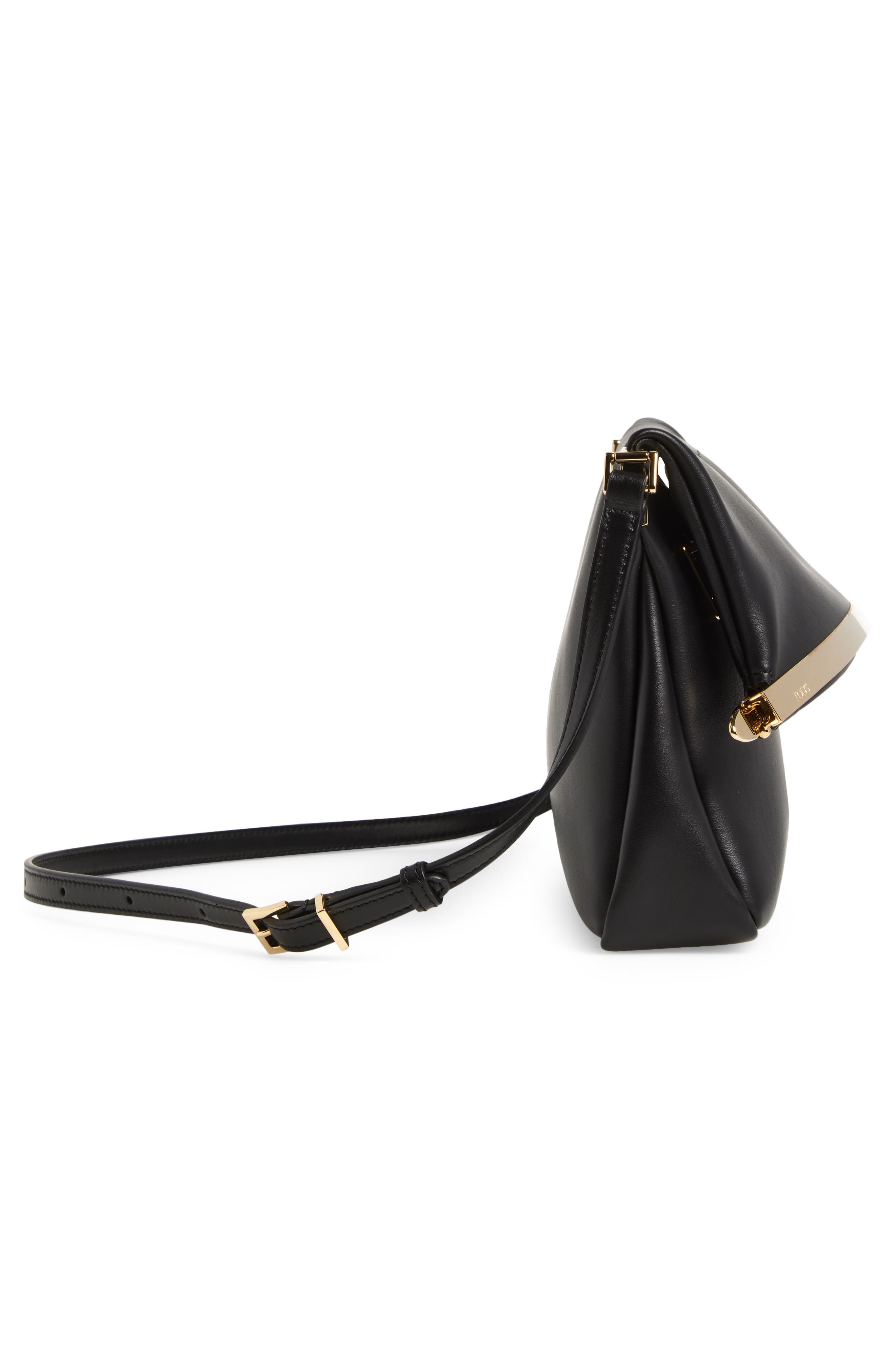 Tod's Small Magenta Leather Flap Bag, Alternate, color, Nero