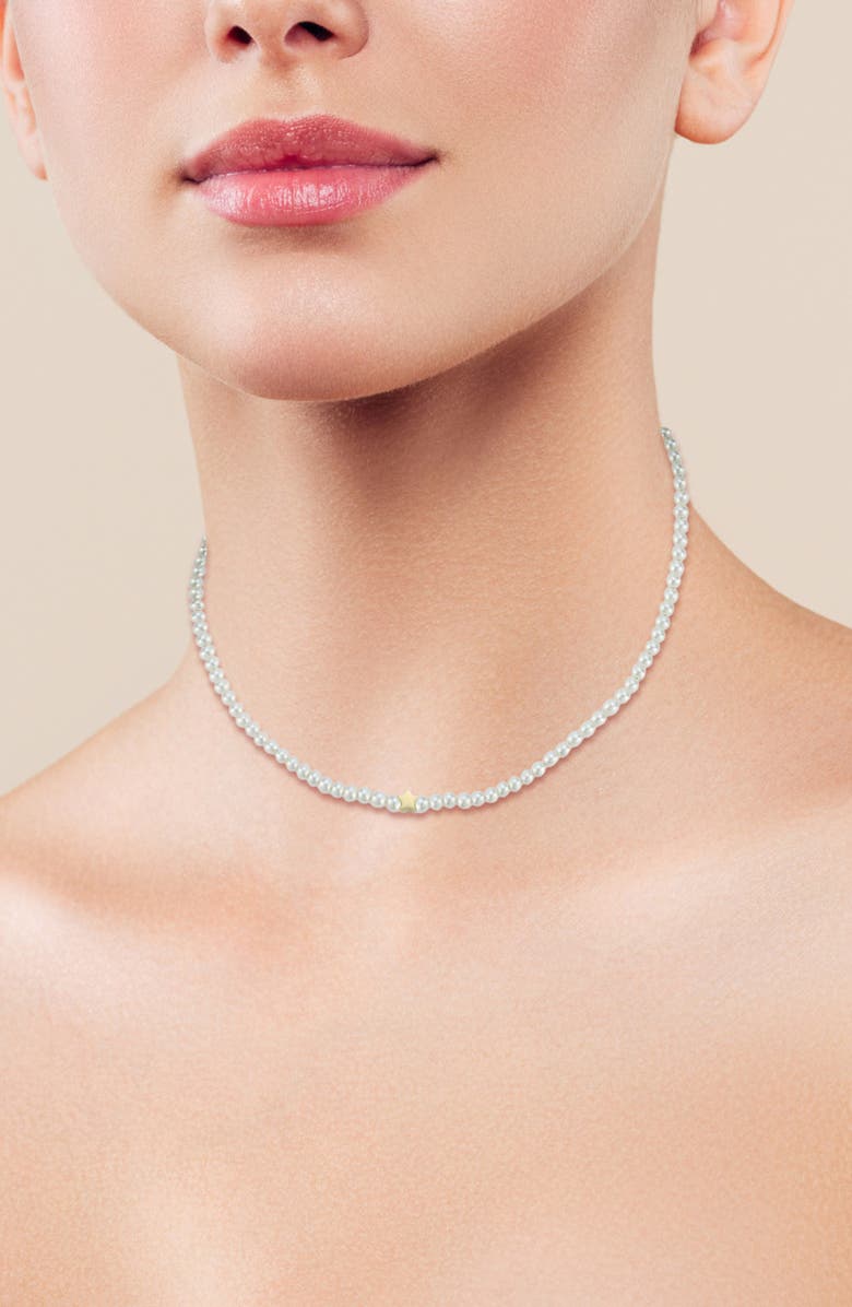 SPHERA MILANO Star Charm Cultured Pearl Necklace, Alternate, color, Gold