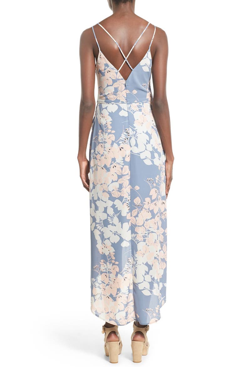 ASTR Wrap Front High/Low Dress, Alternate, color, BLUE MULTI FLORAL