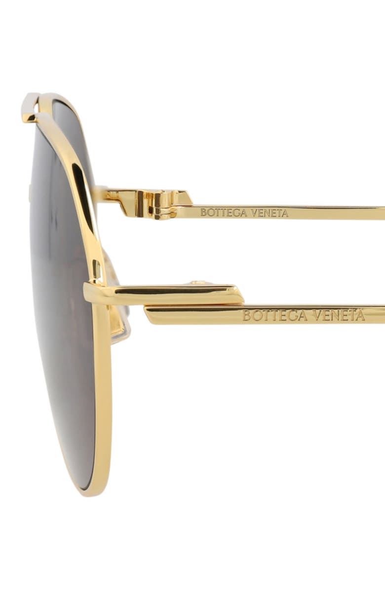 Bottega Veneta 57mm Aviator Sunglasses, Alternate, color, Gold Gold Grey