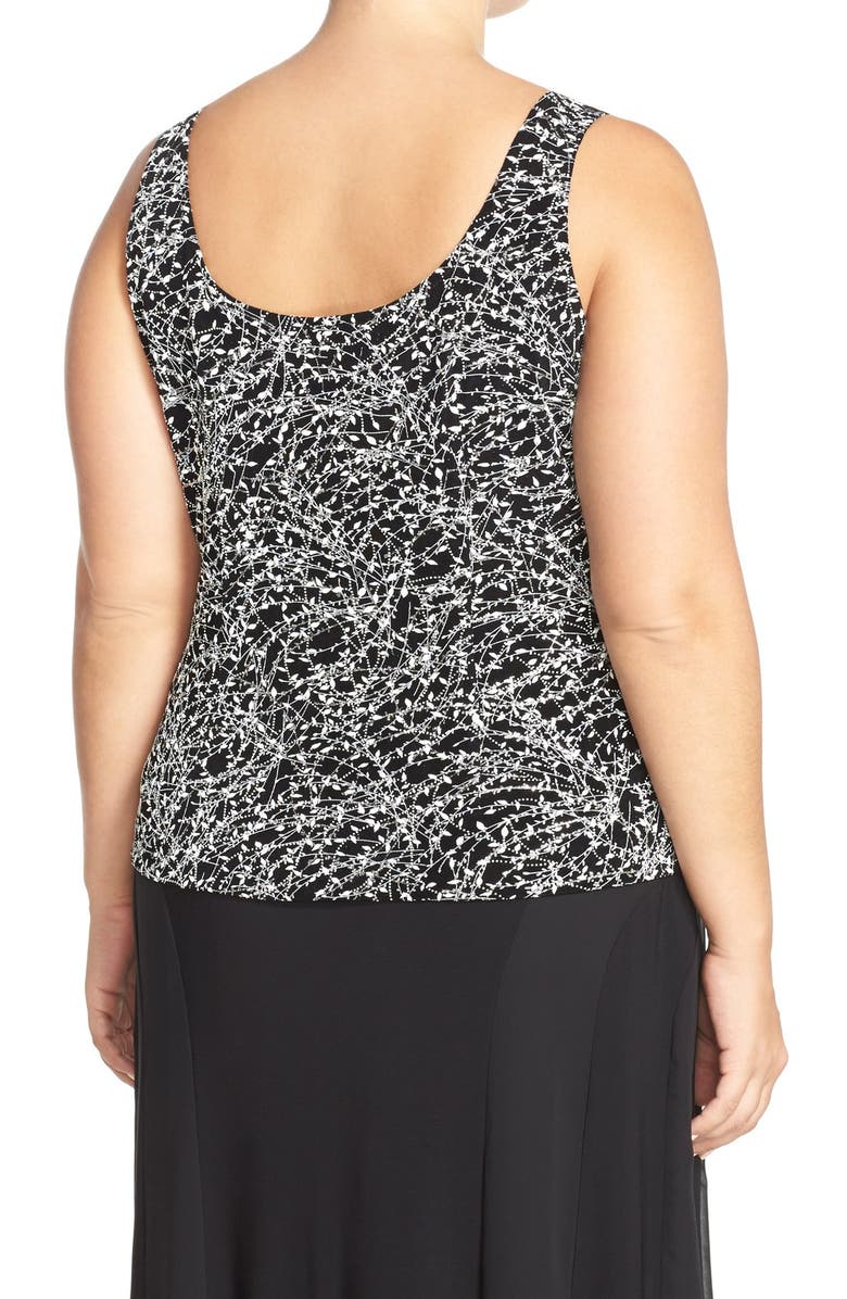 Alex Evenings Foiled Print Twinset, Alternate, color, Black/ White