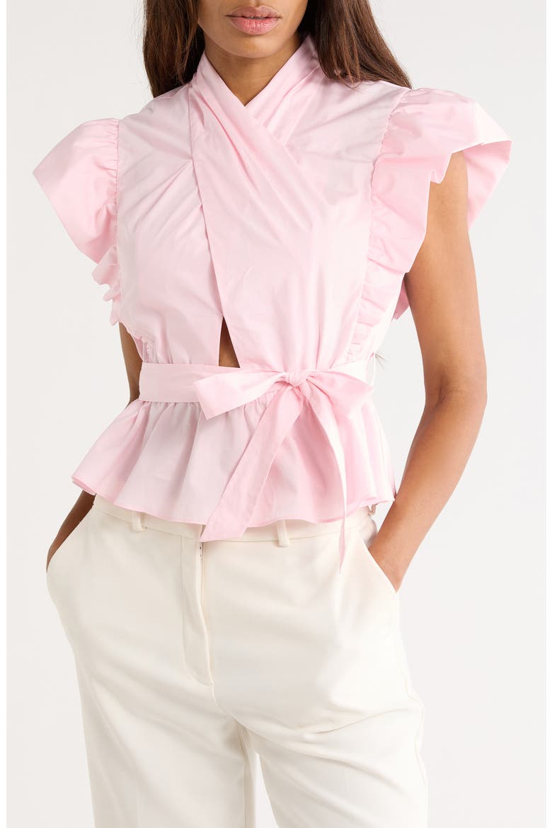 Brynn Cotton Wrap Peplum Top, Main, color, PRIMROSE