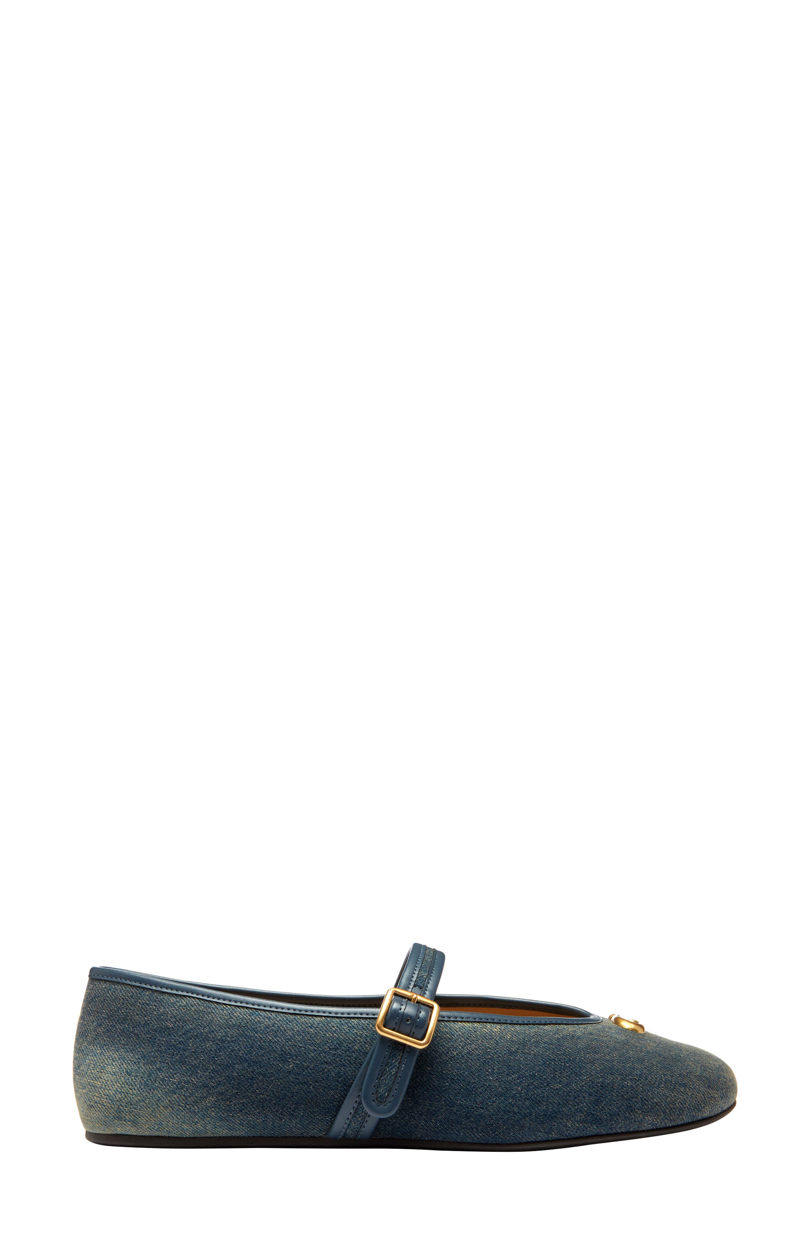 COACH Sculpted C Denim Mary Jane Flat, Alternate, color, Dark Indigo.