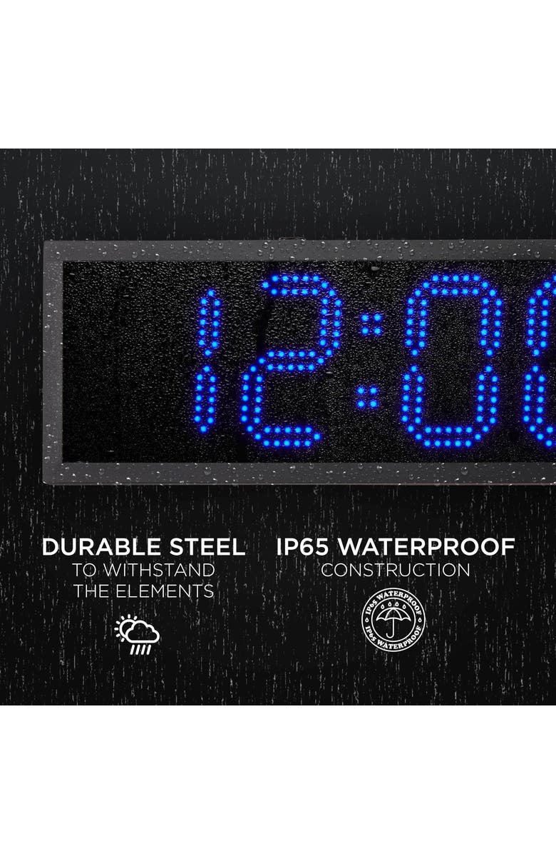 Ivation 48 Waterproof Outdoor Digital LED Clock with Auto Time Sync, Temperature & Date, Alternate, color, Blue