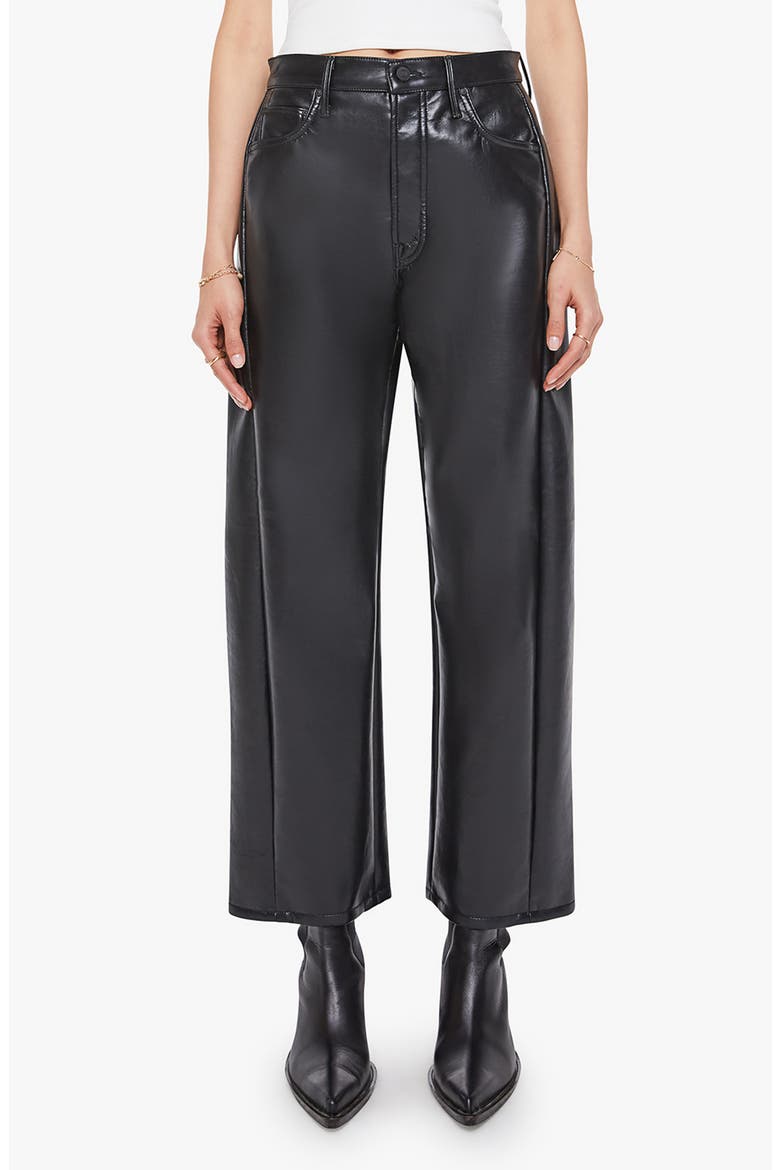 The Half Pipe Flood High Waist Coated Leather Pants, Main, color, BLACK