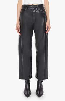 MOTHER The Half Pipe Flood High Waist Coated Leather Pants