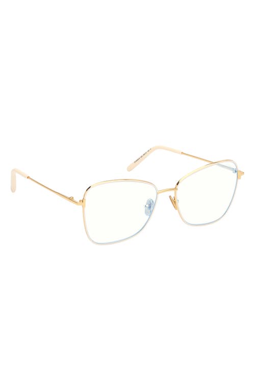 Tom Ford 55mm Butterfly Blue Light Blocking Optical Glasses In Deep Gold Ivory Enamel