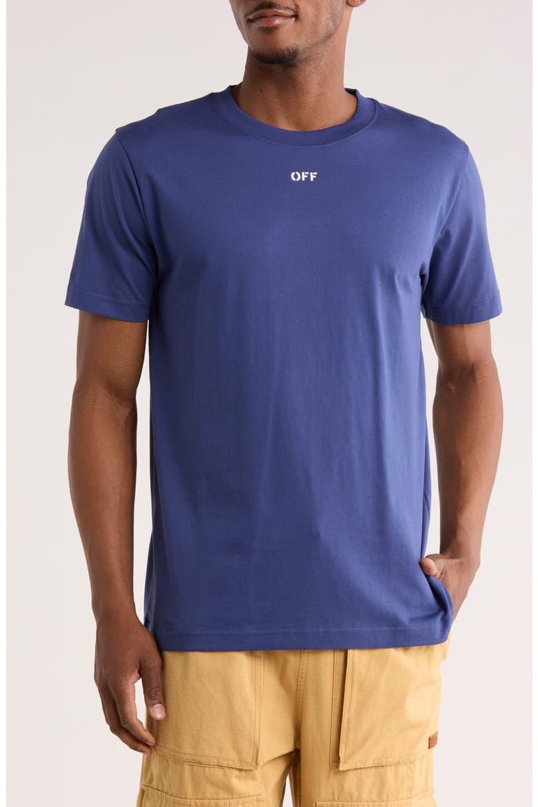 Slim Fit OFF Stamp Graphic T-Shirt, Main, color, DARK BLUE-WHITE