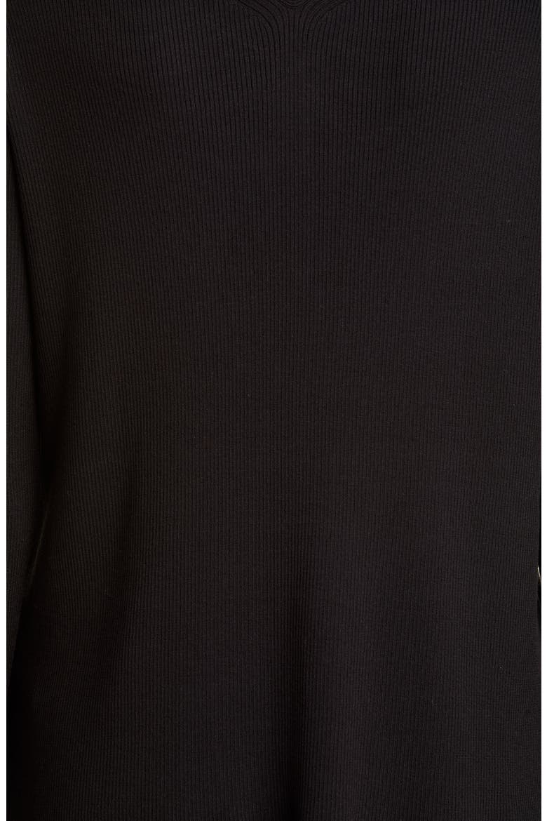 Wide V-Neck Tunic Sweater, Alternate, color, BLACK
