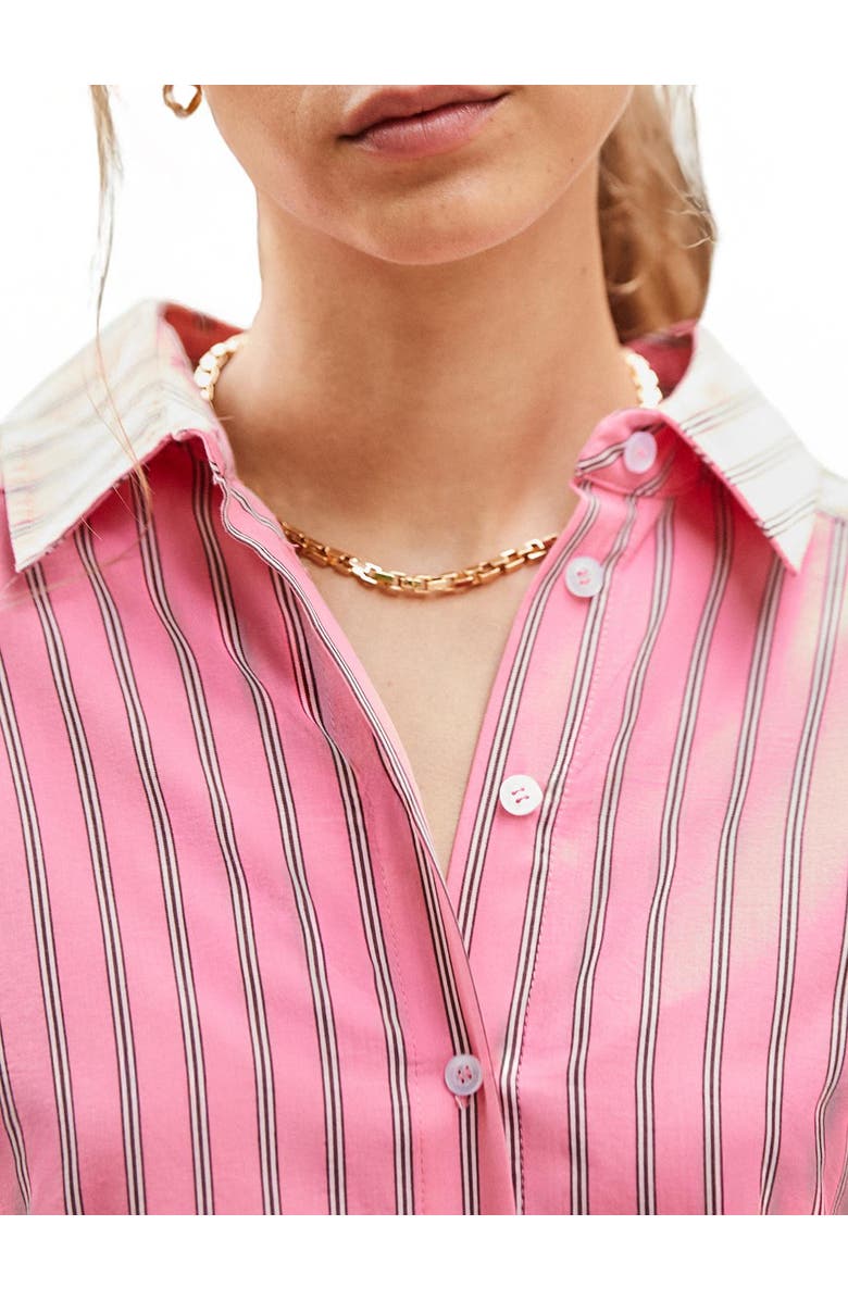 Ro&Zo Long Sleeve Stripe Shirt Dress, Alternate, color, Pink