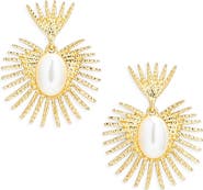 Kenneth Jay Lane Faux Pearl Fan Earrings