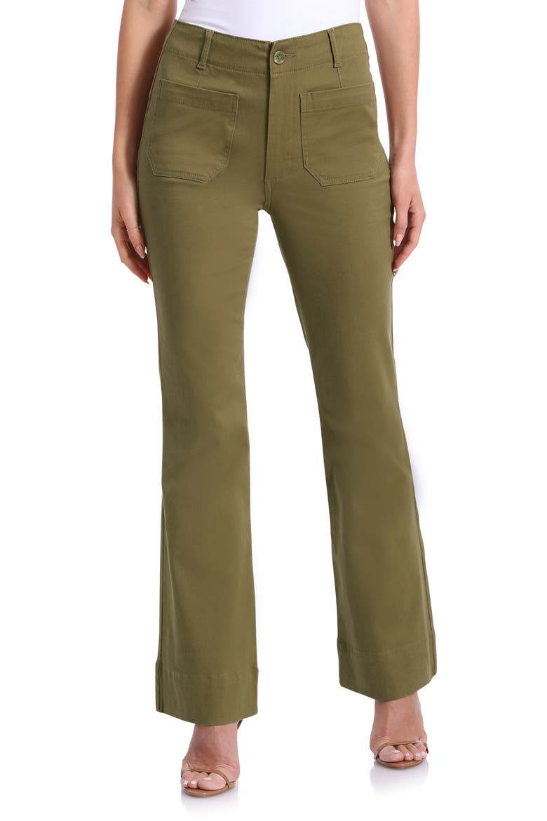 Stretch Cotton Flare Pants, Main, color, OLIVE