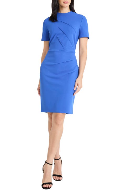 Mock Neck Short Sleeve Sheath Dress (Regular & Plus)