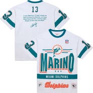 Mitchell & Ness Men's Mitchell & Ness Dan Marino White Miami Dolphins Name & Number Team Origins Vintage Logo T-Shirt