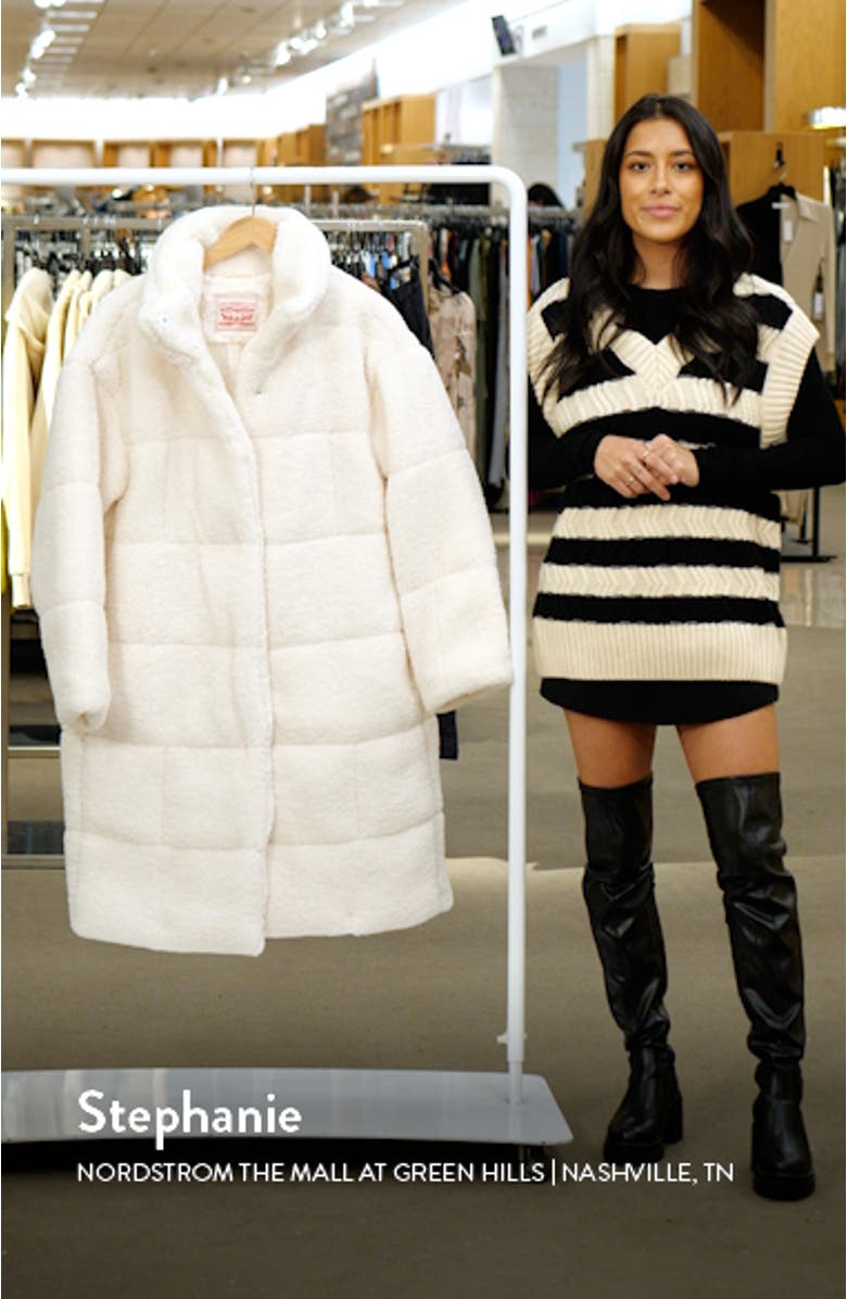 Quilted Fleece Long Teddy Coat, sales video thumbnail