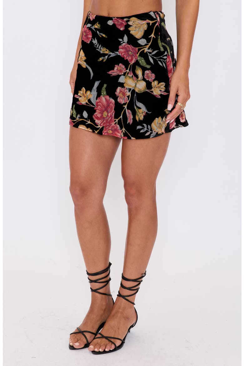 Isabelle Floral Print Miniskirt, Alternate, color, BLACK MULTI