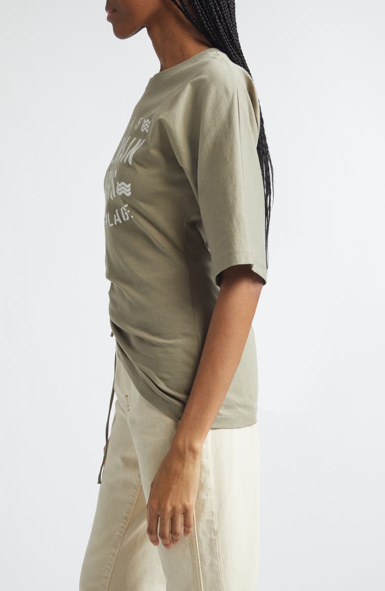 Balmain Club 45 Ruched Graphic T-Shirt, Alternate, color, Uja Pale Green/ Multi