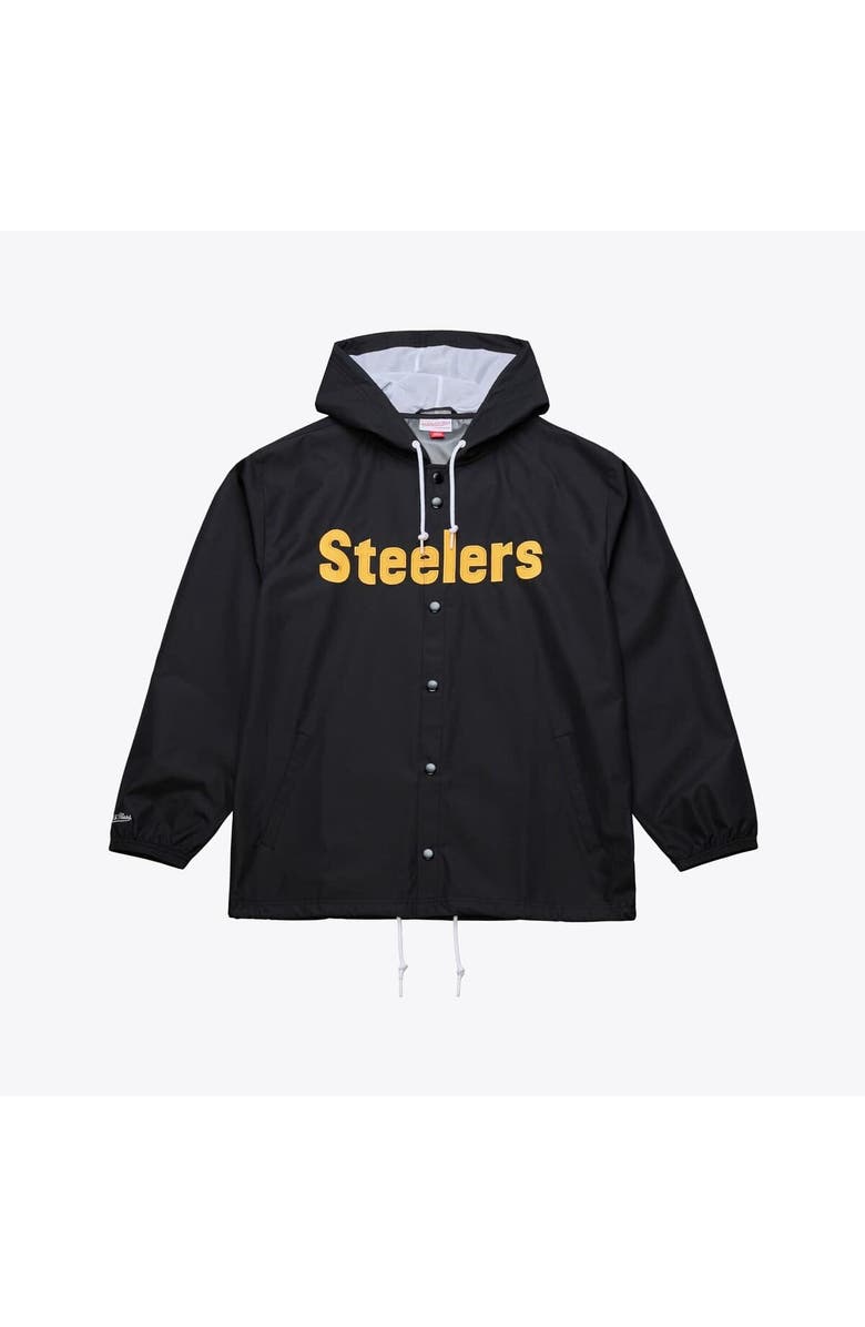 Mitchell & Ness Men's Mitchell & Ness Black Pittsburgh Steelers Coaches Full-Snap Hooded Windbreaker Jacket, Main, color, Black