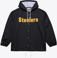 Mitchell & Ness Men's Mitchell & Ness Black Pittsburgh Steelers Coaches Full-Snap Hooded Windbreaker Jacket