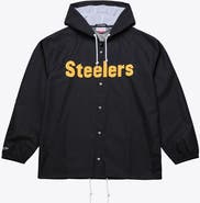Mitchell & Ness Men's Mitchell & Ness Black Pittsburgh Steelers Coaches Full-Snap Hooded Windbreaker Jacket