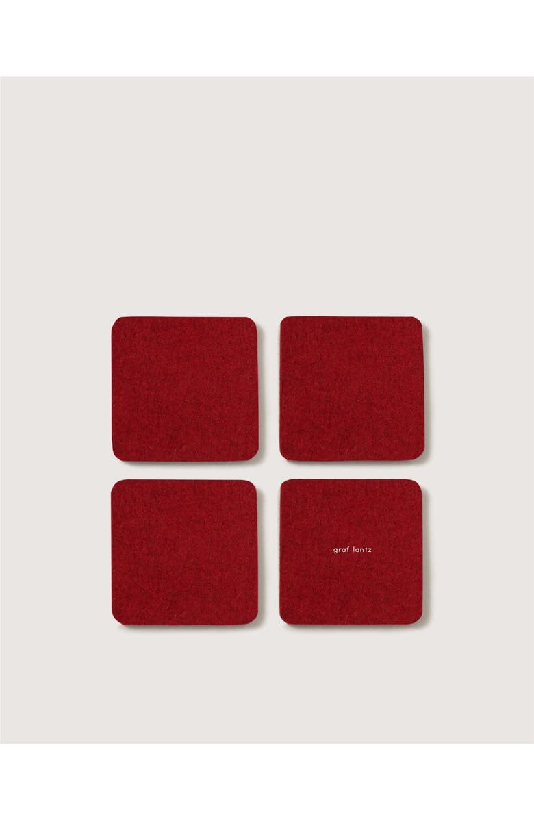 Graf Lantz Bierfilzl Merino Wool Square Coaster Solid 4 Pack, Main, color, Cherry