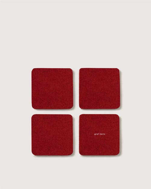 Graf & Lantz Graf Lantz Bierfilzl Merino Wool Square Coaster Solid 4 Pack In Red