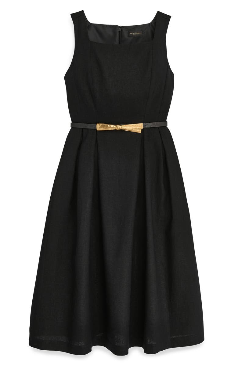 Donna Karan New York Linen Blend A-Line Dress, Alternate, color, Black
