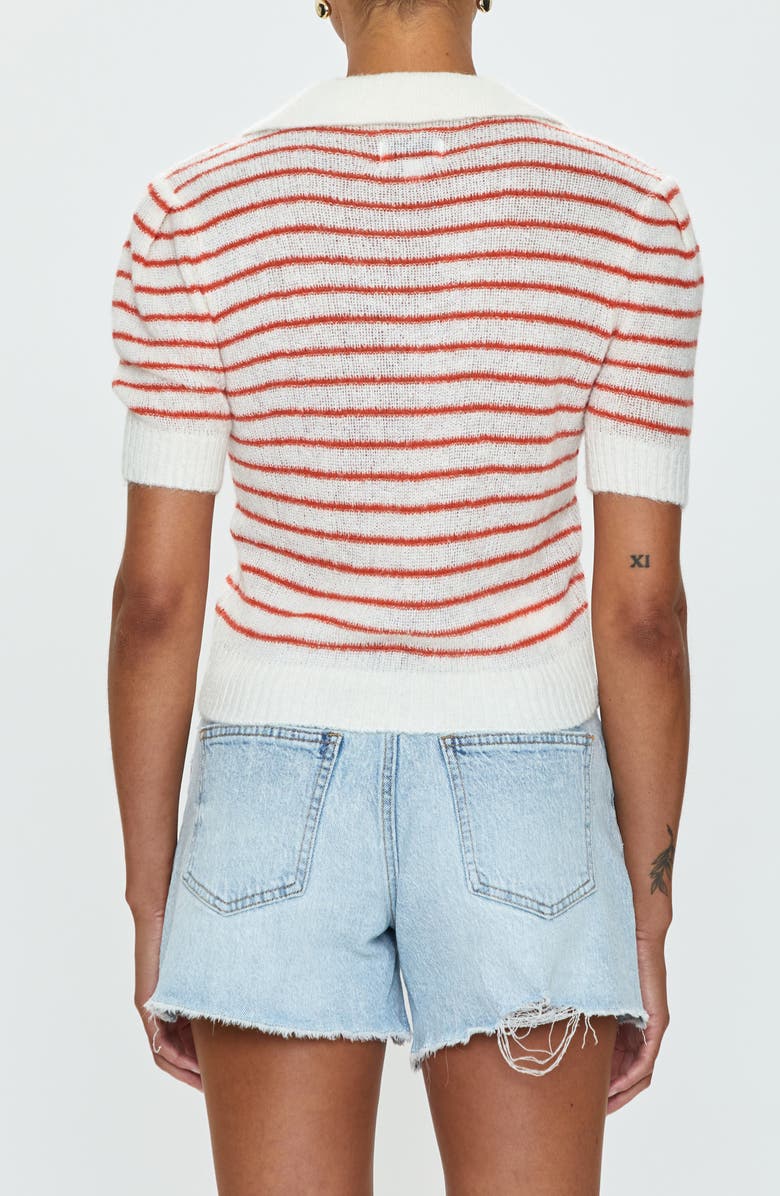 Pistola Billy Stripe Short Sleeve Johnny Collar Sweater, Alternate, color, 