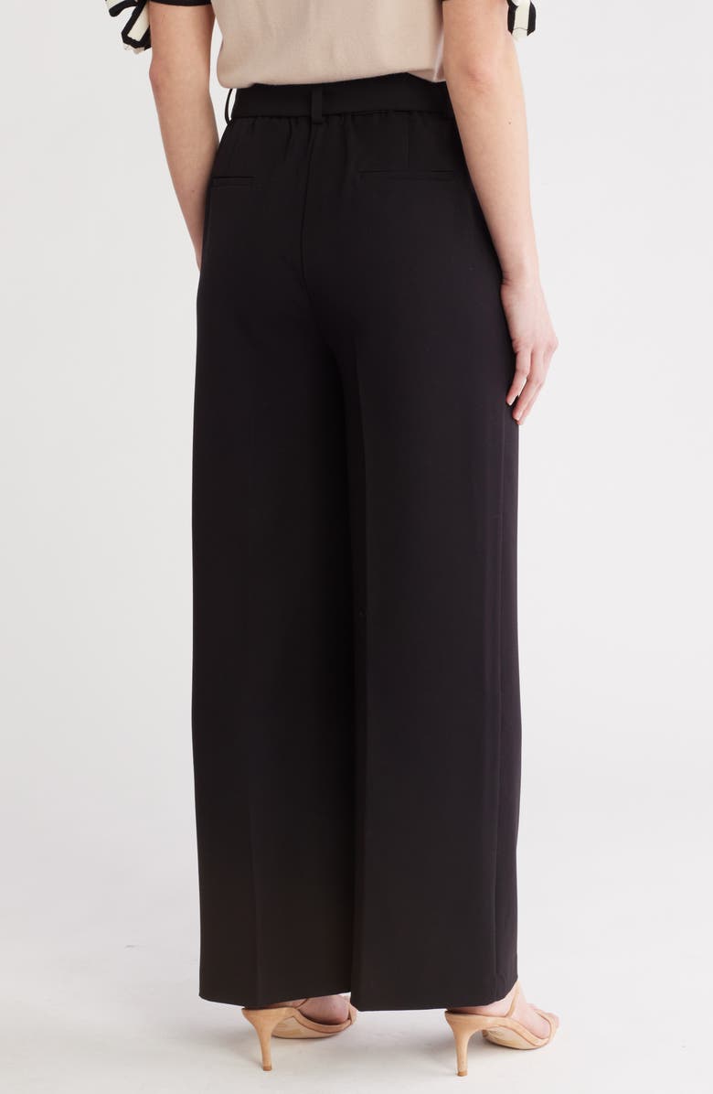 Adrianna Papell Belted Pintuck Wide Leg Pants, Alternate, color, Black