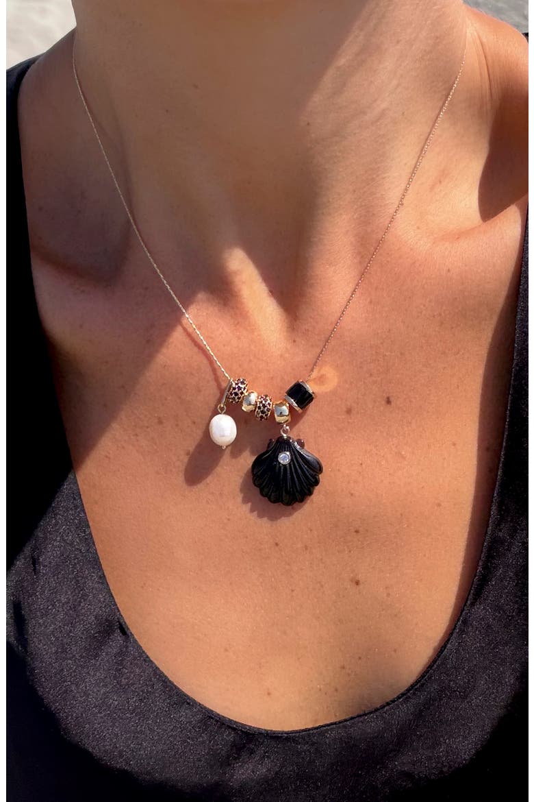 Coquille Bail Charm, Alternate, color, ONYX