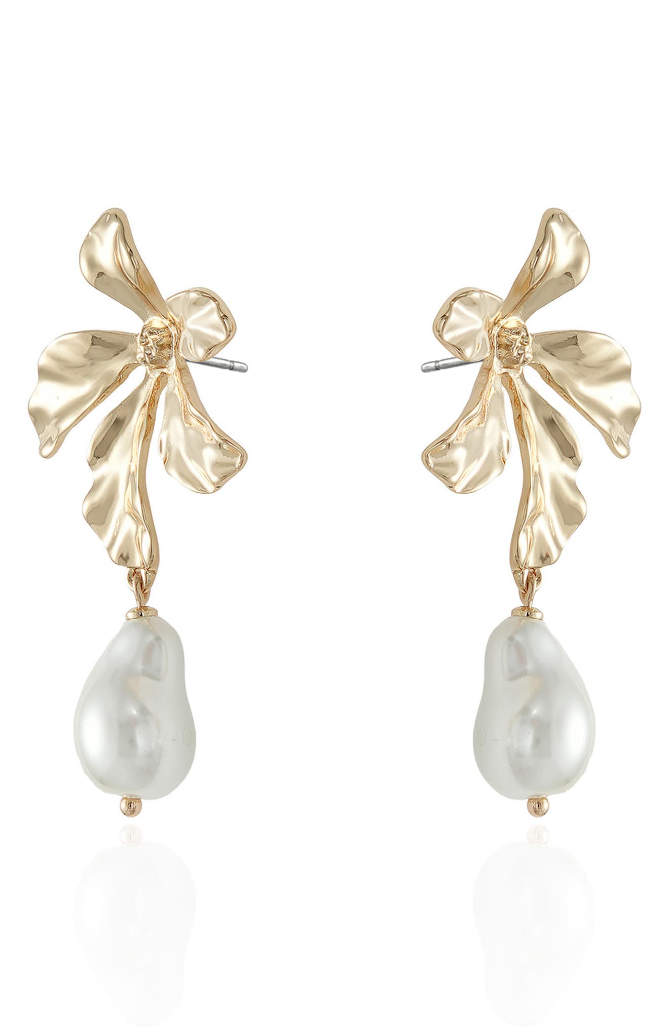 Flower Imitation Pearl Drop Earrings