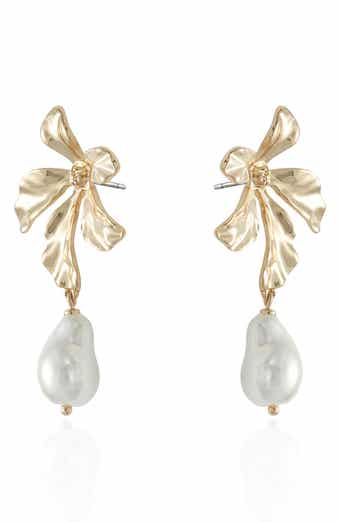Flower Imitation Pearl Drop Earrings