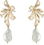Ettika Flower Imitation Pearl Drop Earrings