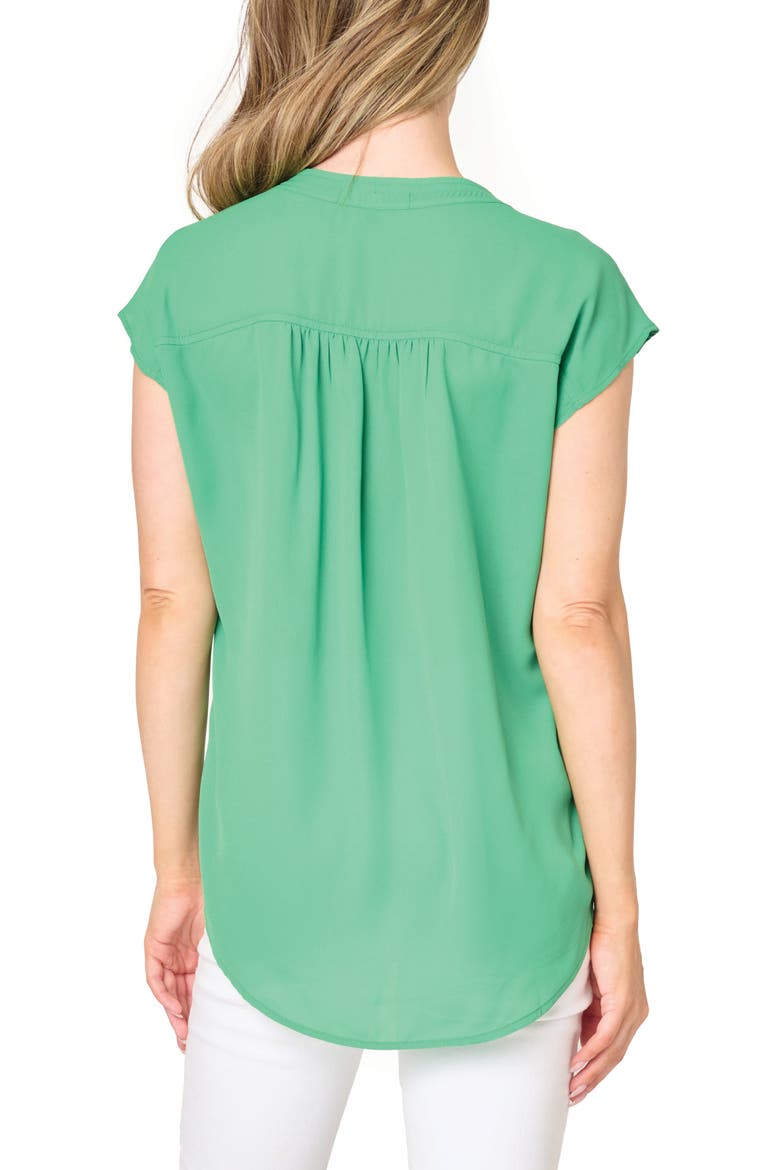 Floral Print Split Neck Top, Alternate, color, GRASS GREEN