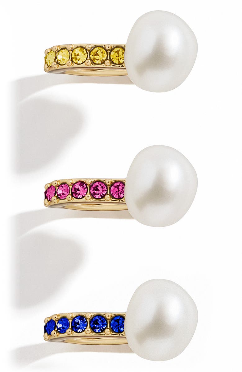 BaubleBar 3-Pack Pearl Ear Cuffs, Main, color,