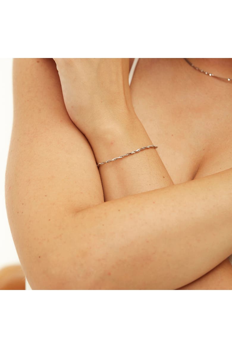 Bead Chain Twisted Sterling Silver Bracelet, Alternate, color, Silver